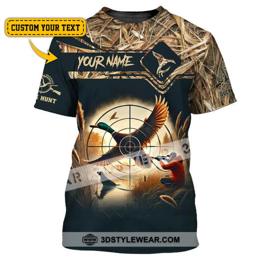 Unisex Shirt Custom Name Duck Hunter Hunting Polo Long Sleeve Animal T-Shirt T-Shirt