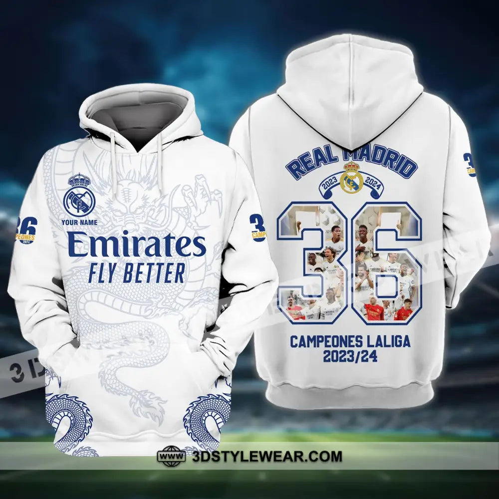 Unisex Shirt - Custom Name Emirates Fly Better Los Blancos Champions Laliga Hoodie / S T-Shirt