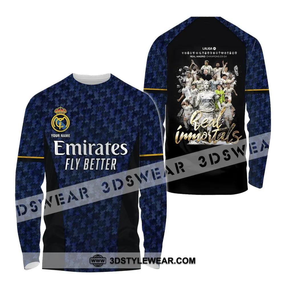 Unisex Shirt - Custom Name Emirates Los Blancos Immortals Champions La Liga Long Sleeve / S T-Shirt