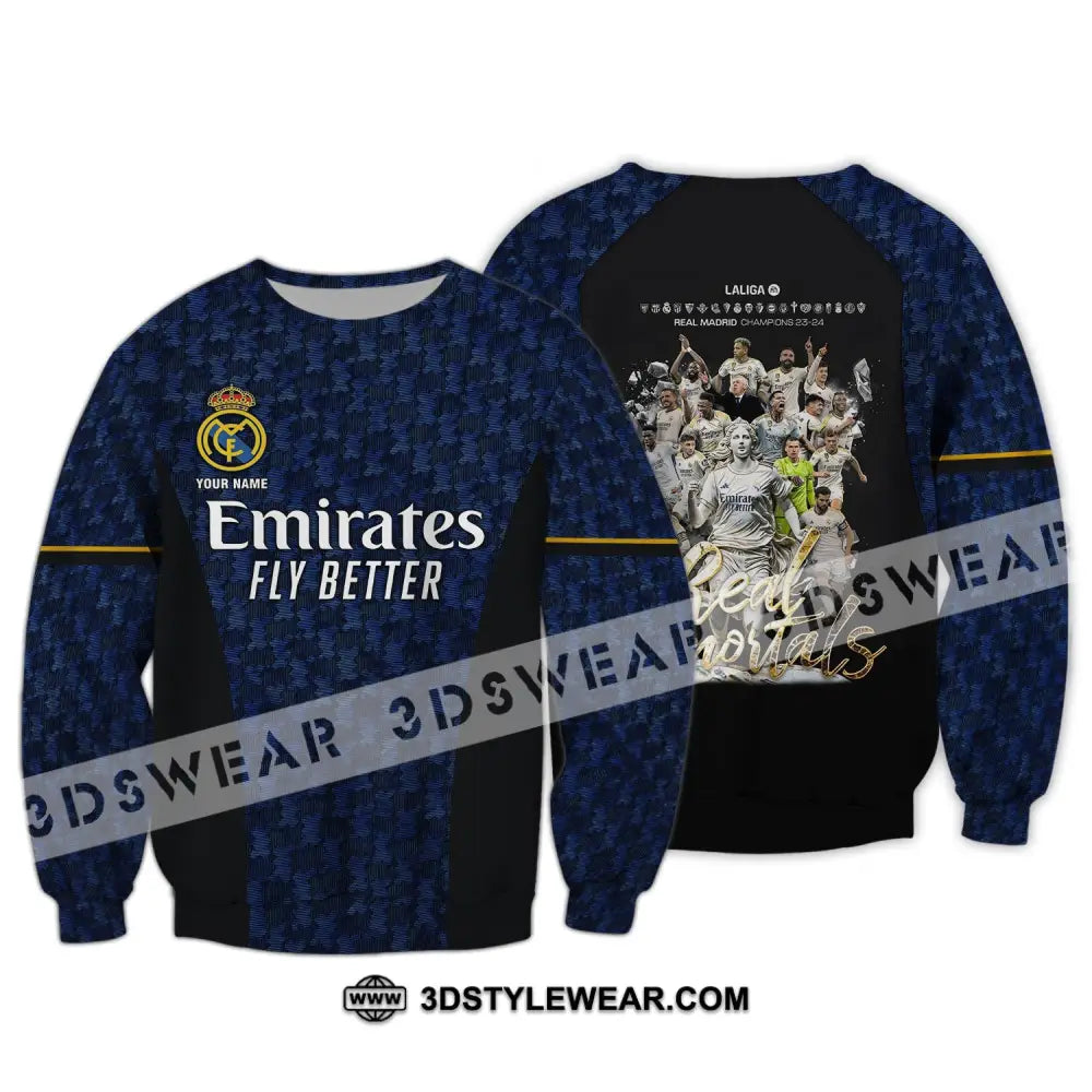 Unisex Shirt - Custom Name Emirates Los Blancos Immortals Champions La Liga Long Sleeve / S T-Shirt