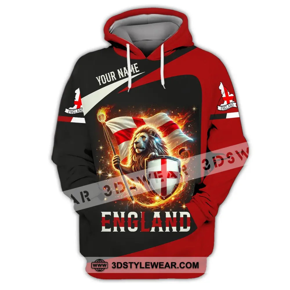 Unisex Shirt - Custom Name England Fire Lion Hoodie / S T-Shirt