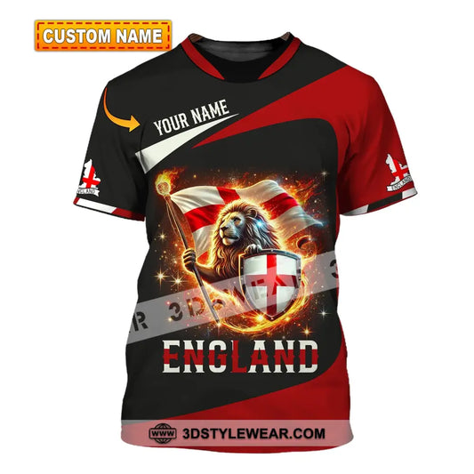 Unisex Shirt - Custom Name England Fire Lion T-Shirt