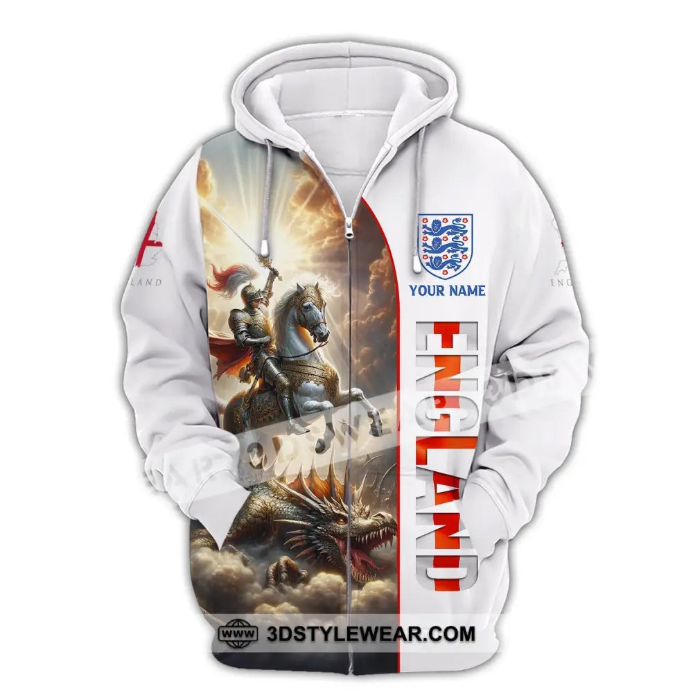 Unisex Shirt Custom Name England Knight Gift For English Zipper Hoodie / S T-Shirt