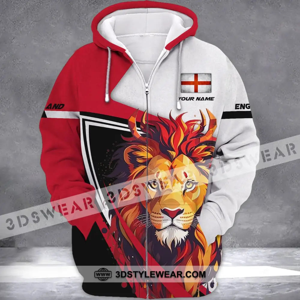 Unisex Shirt - Custom Name England Lion Clothing Zipper Hoodie / S T-Shirt