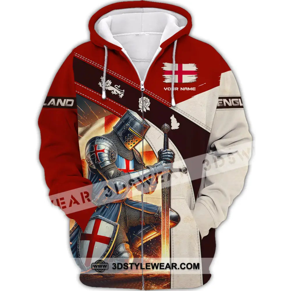 Unisex Shirt Custom Name England Lover Polo Long Sleeve Gift Zipper Hoodie / S T-Shirt