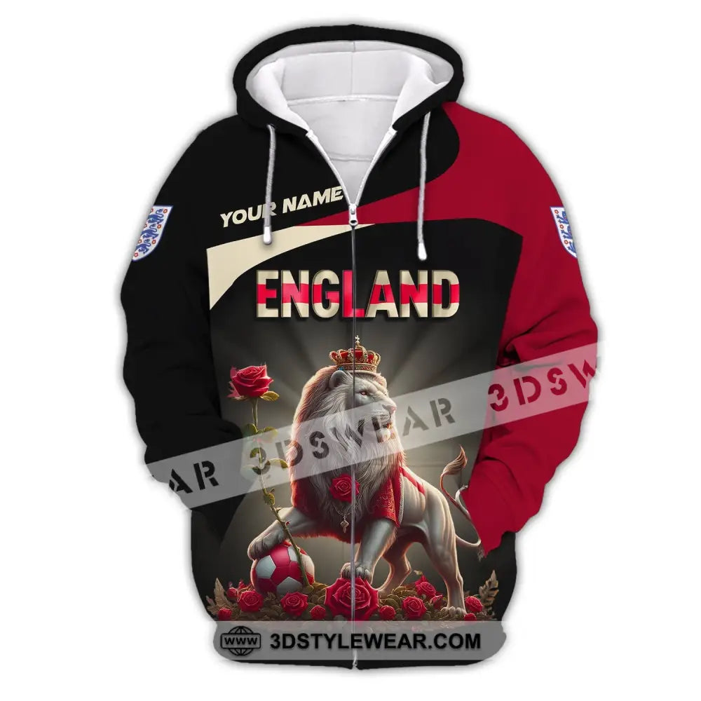 Unisex Shirt Custom Name England T-Shirt Pride Gift Zipper Hoodie / S