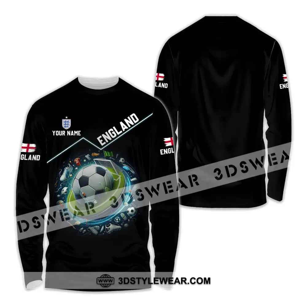 Unisex Shirt - Custom Name England Team Lover Long Sleeve / S T-Shirt