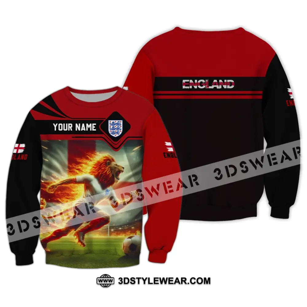 Unisex Shirt - Custom Name England Team Red And Black Long Sleeve / S T-Shirt