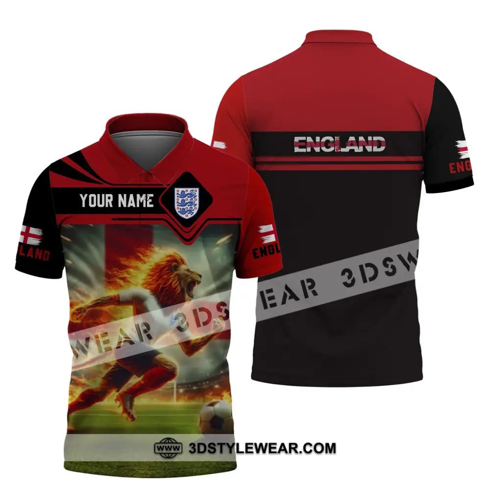 Unisex Shirt - Custom Name England Team Red And Black Polo / S T-Shirt