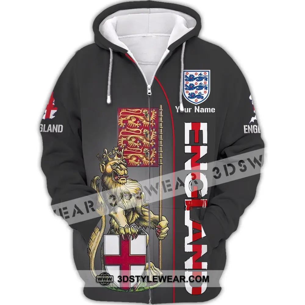 Unisex Shirt - Custom Name England Zipper Hoodie / S T-Shirt