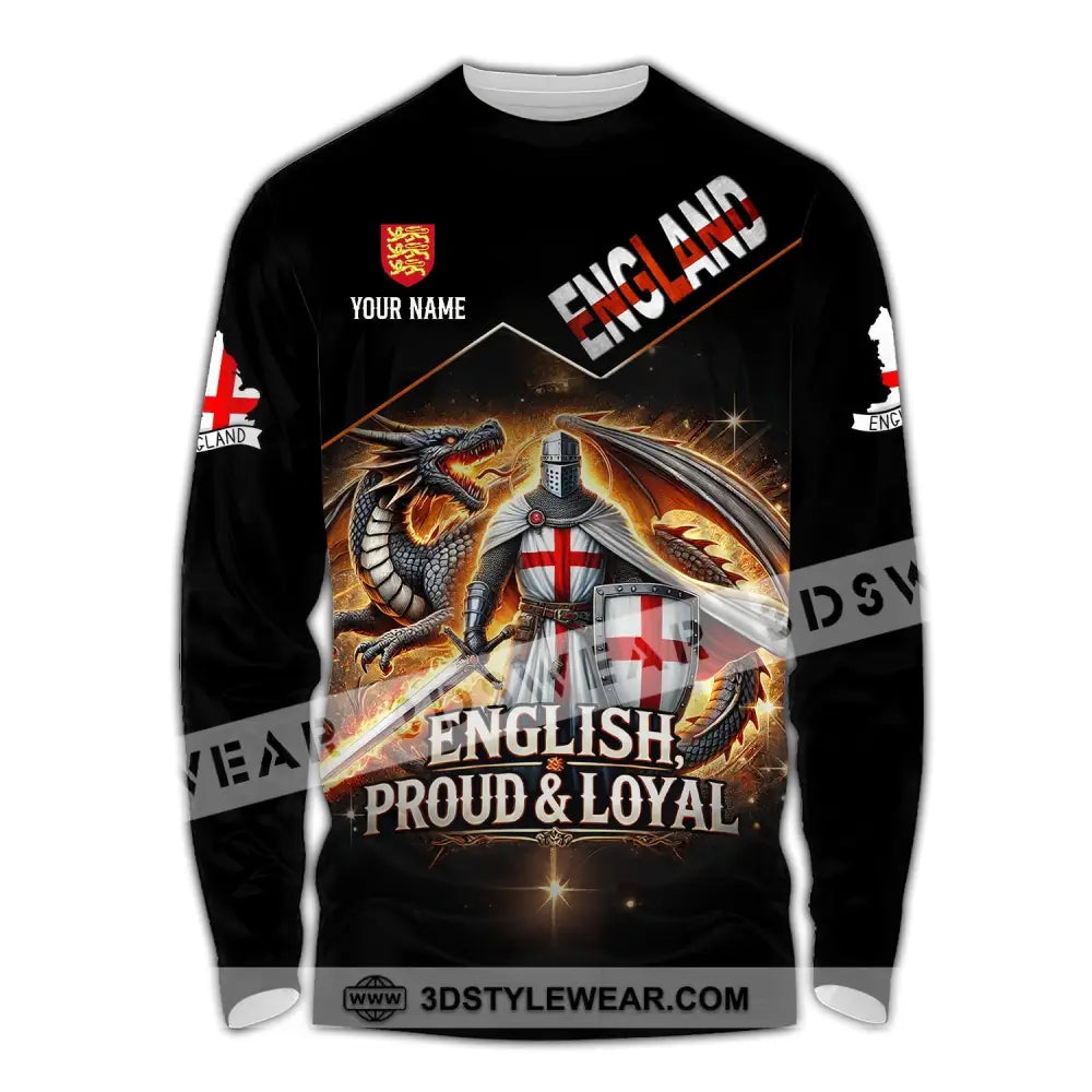 Unisex Shirt - Custom Name English Proud & Loyal Long Sleeve / S T-Shirt