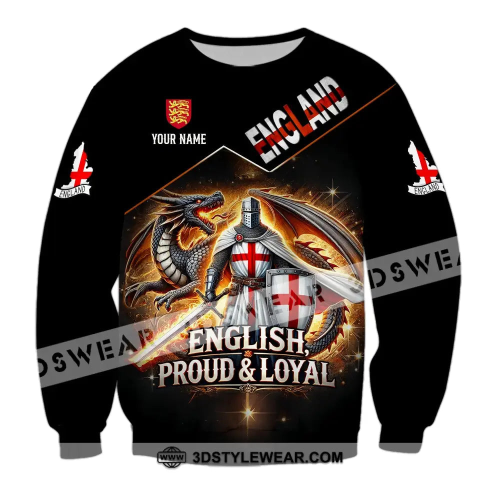 Unisex Shirt - Custom Name English Proud & Loyal Long Sleeve / S T-Shirt