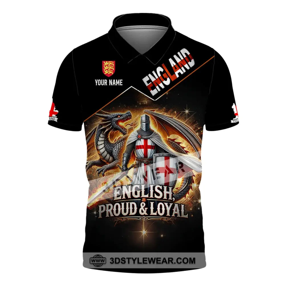 Unisex Shirt - Custom Name English Proud & Loyal Polo / S T-Shirt