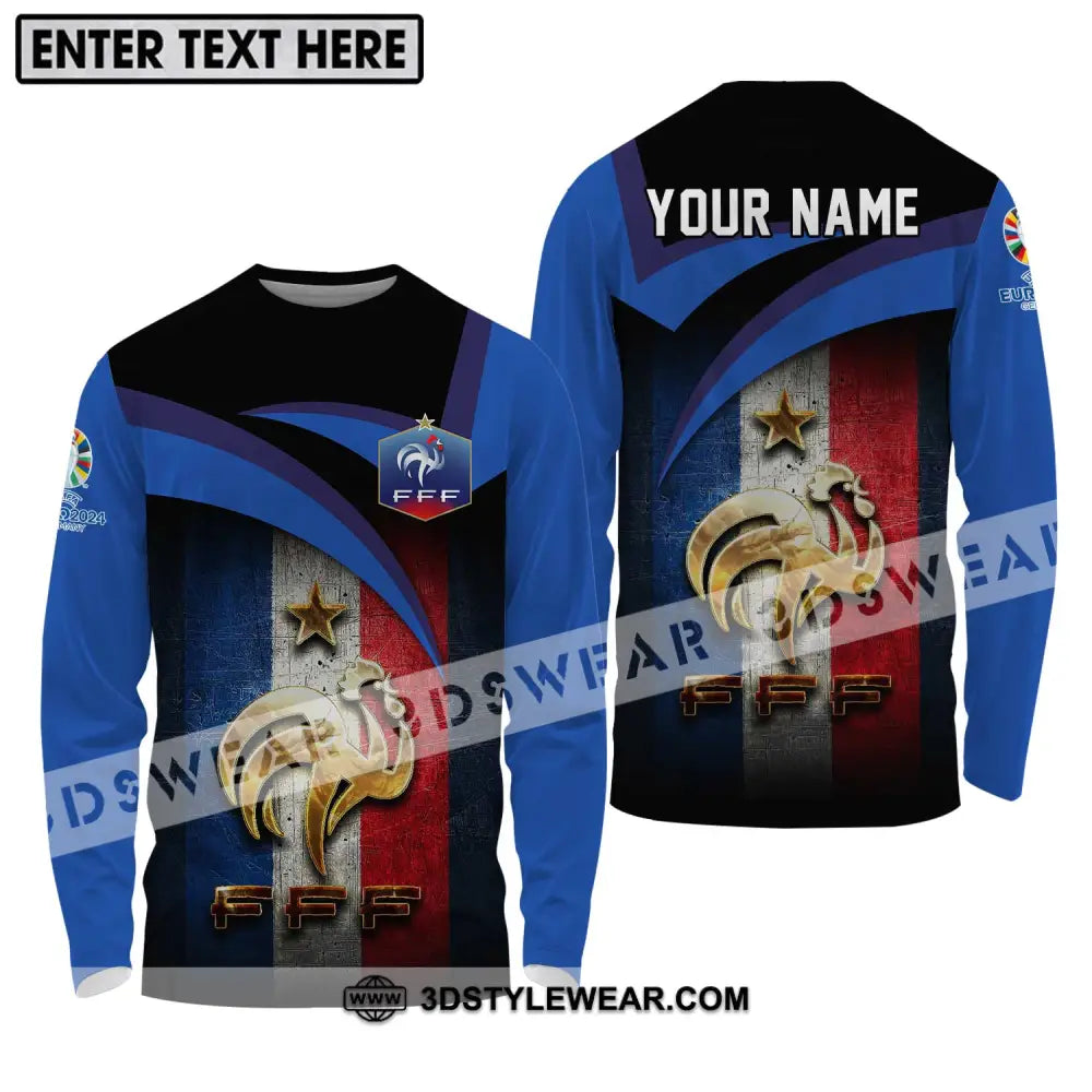 Unisex Shirt - Custom Name Euro 2024 France National Team Fff Long Sleeve / S T-Shirt