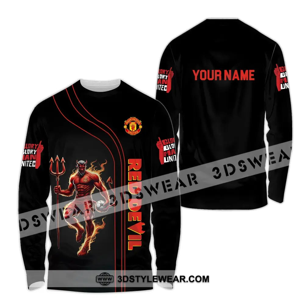 Unisex Shirt - Custom Name Fc Mu Red Devil Long Sleeve / S T-Shirt