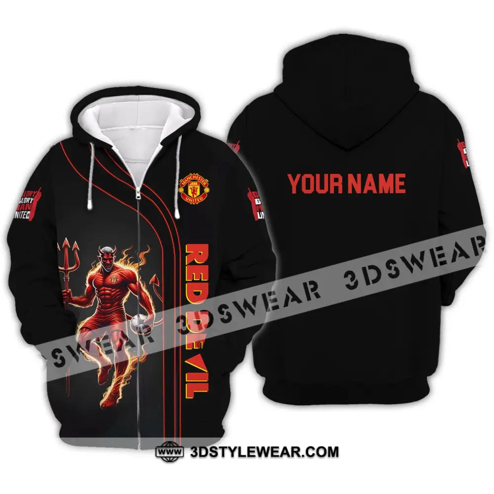 Unisex Shirt - Custom Name Fc Mu Red Devil Zipper Hoodie / S T-Shirt