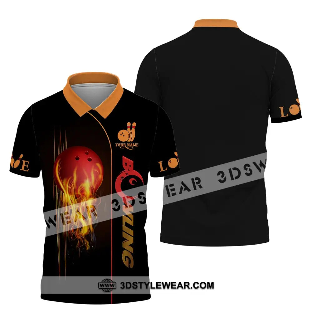 Unisex Shirt - Custom Name Fire Bowling Polo / S T-Shirt