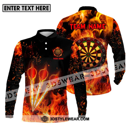 Unisex Shirt - Custom Name Fire Darts Long Sleeve Polo / S T-Shirt