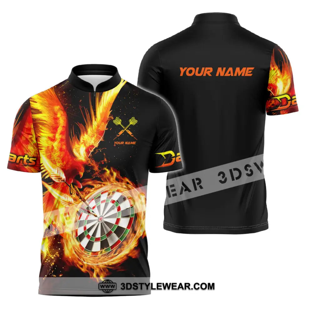 Unisex Shirt - Custom Name Fire Darts Sport Zipper Polo / S T-Shirt