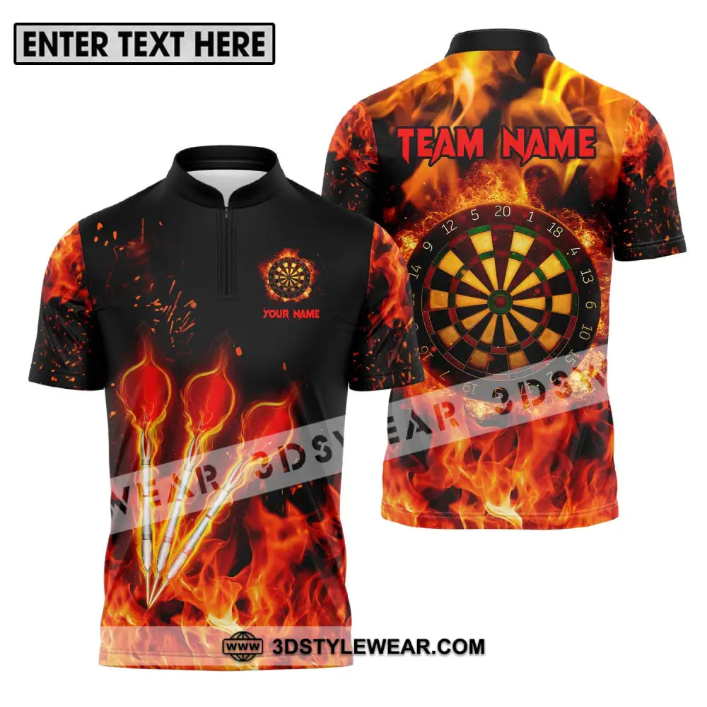 Unisex Shirt - Custom Name Fire Darts Zipper Polo / S T-Shirt