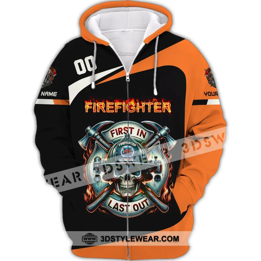 Unisex Shirt Custom Name Fire Fighter T-Shirt For Firefighter T-Shirt Polo Zipper Hoodie / S