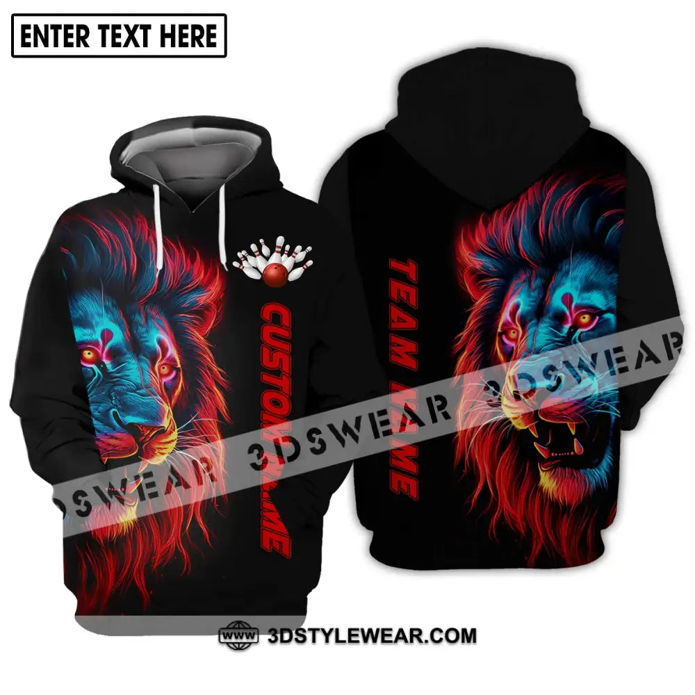 Unisex Shirt - Custom Name Fire Lion Bowling Hoodie / S T-Shirt