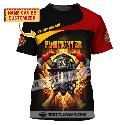 Unisex Shirt Custom Name Firefighter Hoodie Long Sleeve T-Shirt