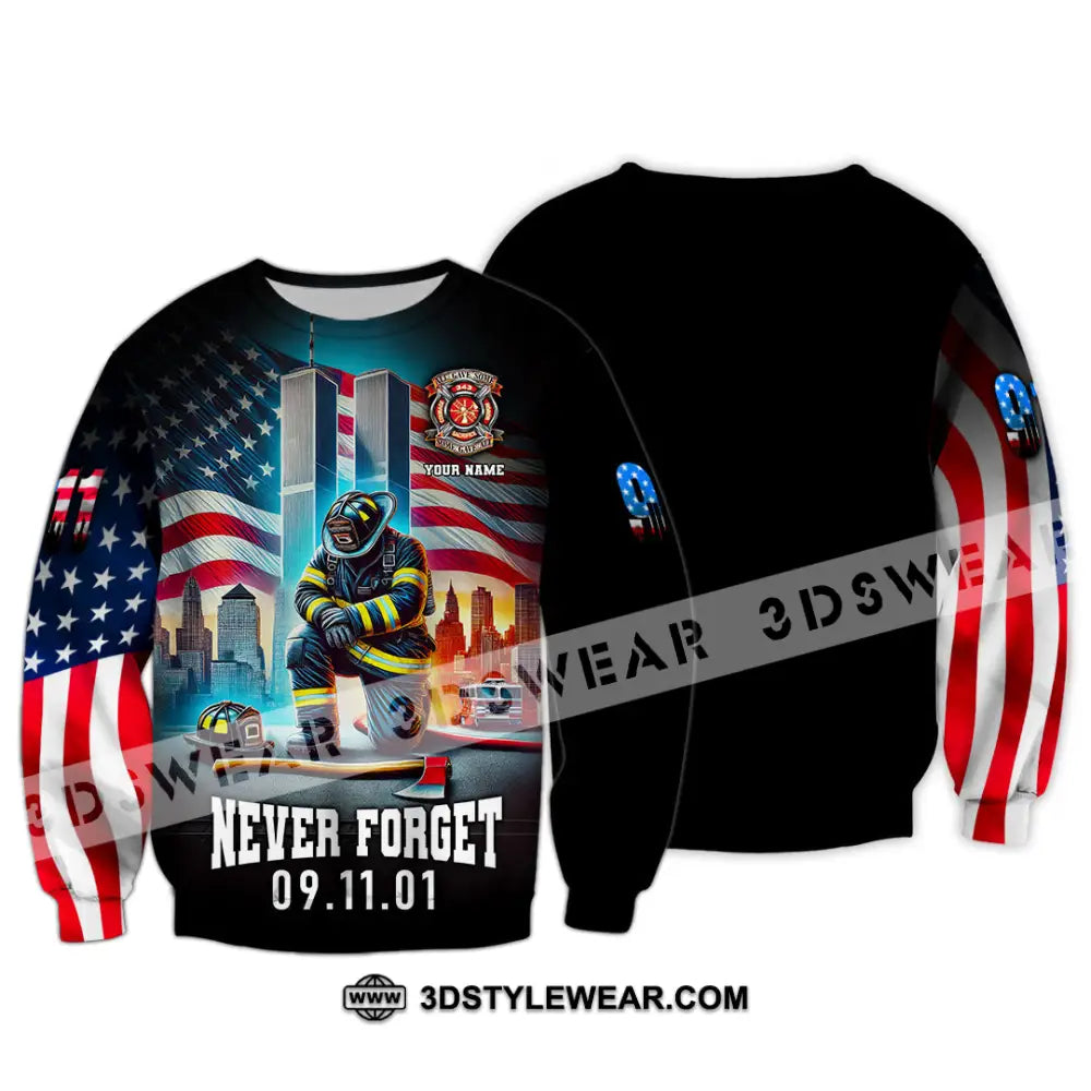 Unisex Shirt Custom Name Firefighter Memorial Fallen Firefighters 911 Long Sleeve / S T-Shirt