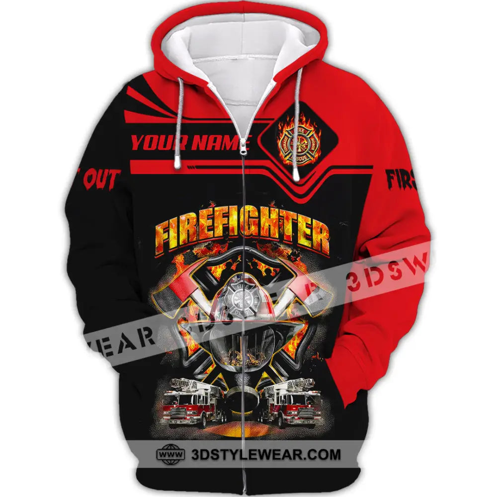 Unisex Shirt Custom Name Firefighter Memorial Fallen Firefighters 911 Zipper Hoodie / S T-Shirt