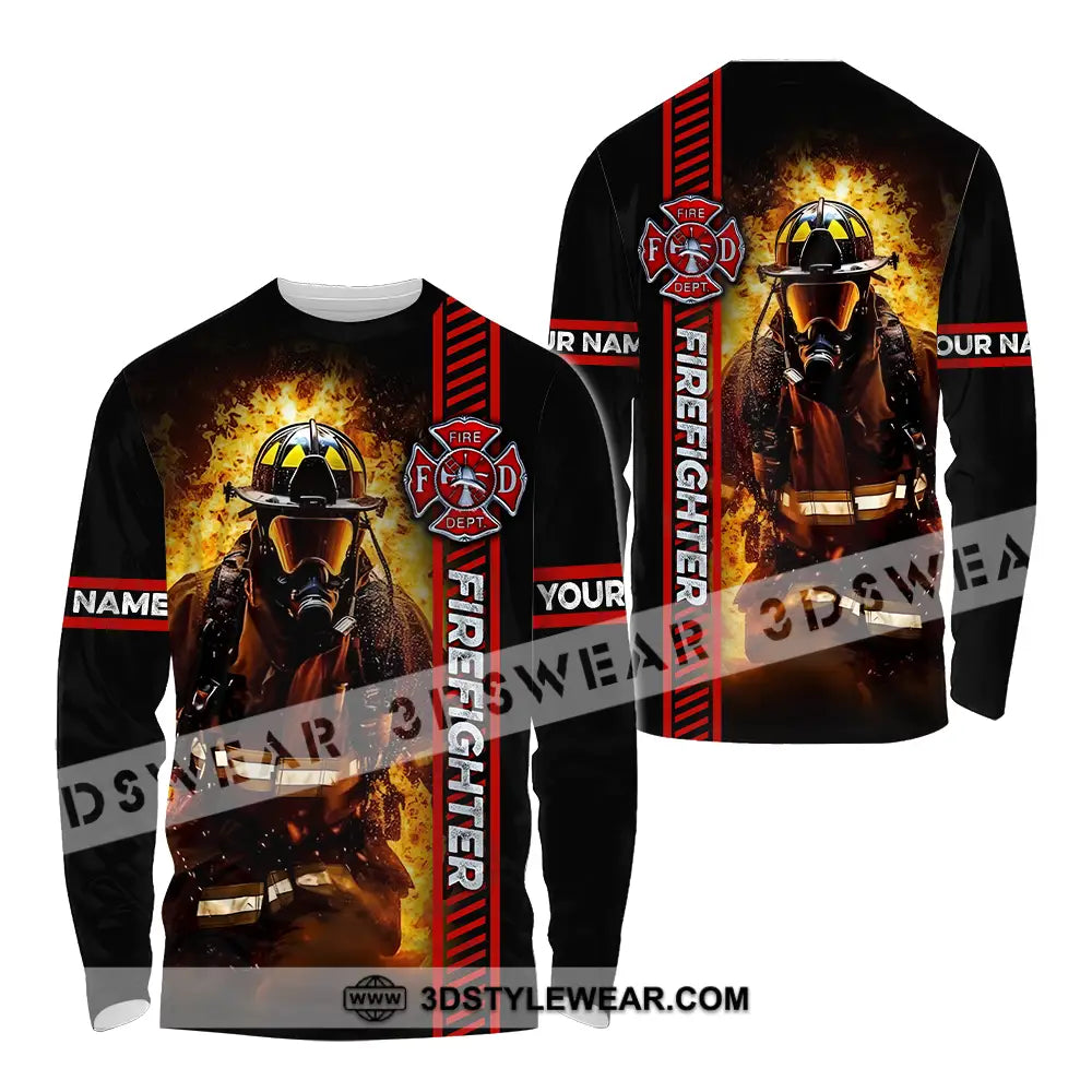 Unisex Shirt - Custom Name Firefighter Patriot Day 911 Long Sleeve / S T-Shirt