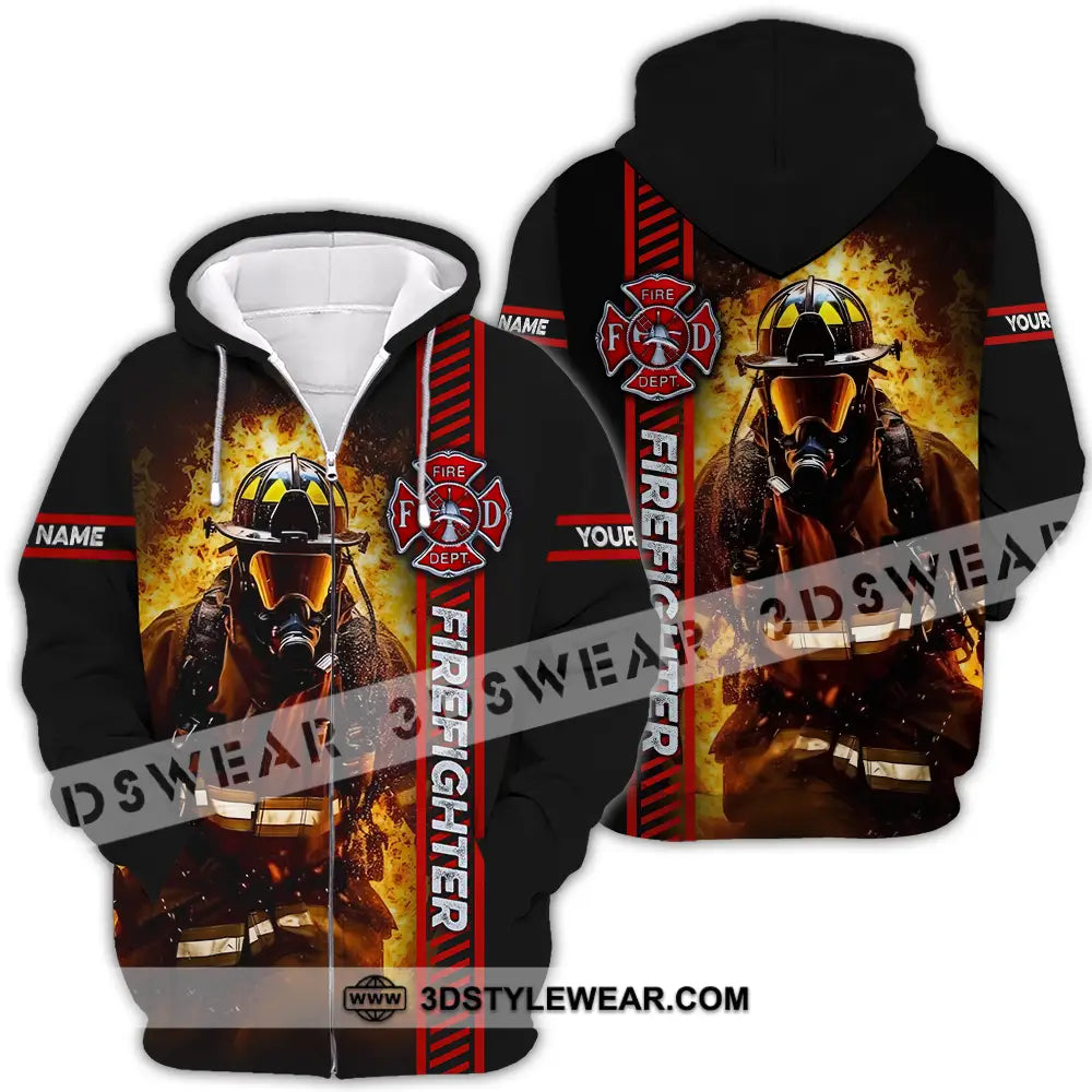 Unisex Shirt - Custom Name Firefighter Patriot Day 911 Zipper Hoodie / S T-Shirt