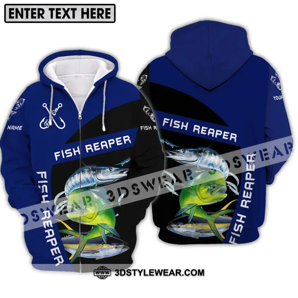 Unisex Shirt - Custom Name Fish Reaper Zipper Hoodie / S T-Shirt