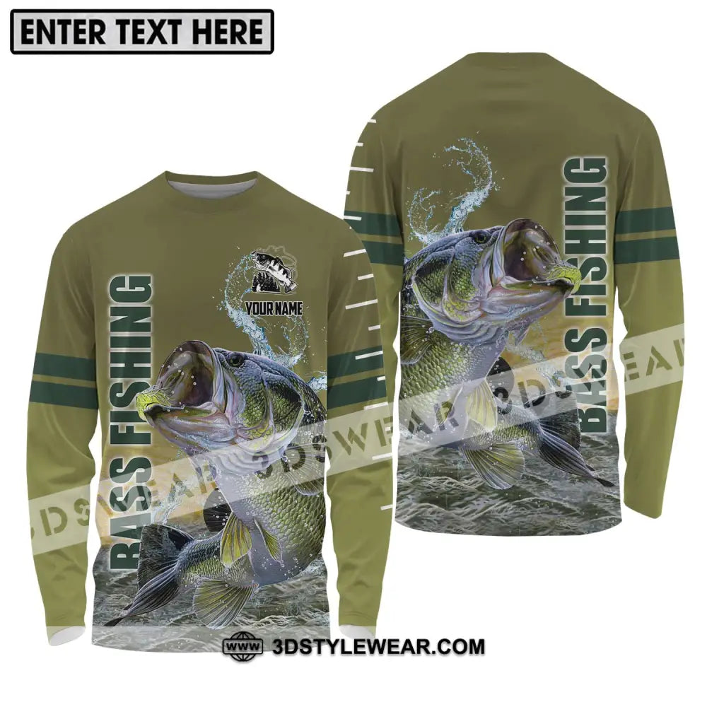 Unisex Shirt - Custom Name Fisher Bass Fishing Long Sleeve / S T-Shirt