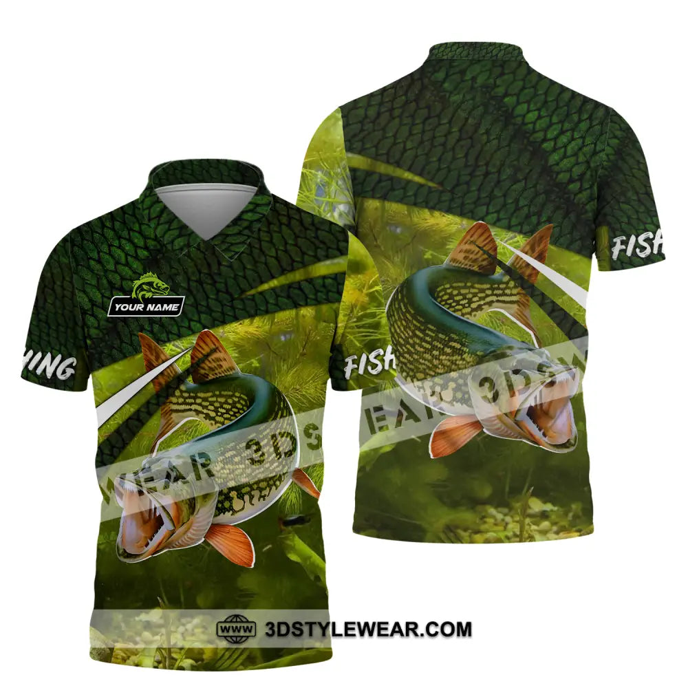 Unisex Shirt - Custom Name Fishing Green Polo / S T-Shirt