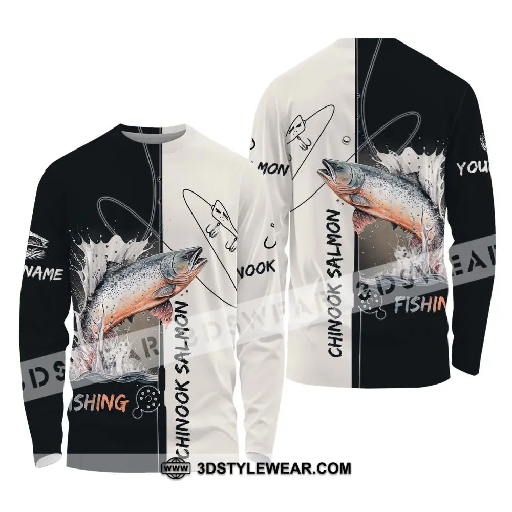 Unisex Shirt - Custom Name Fishing Lover Chinook Salmon Long Sleeve / S T-Shirt