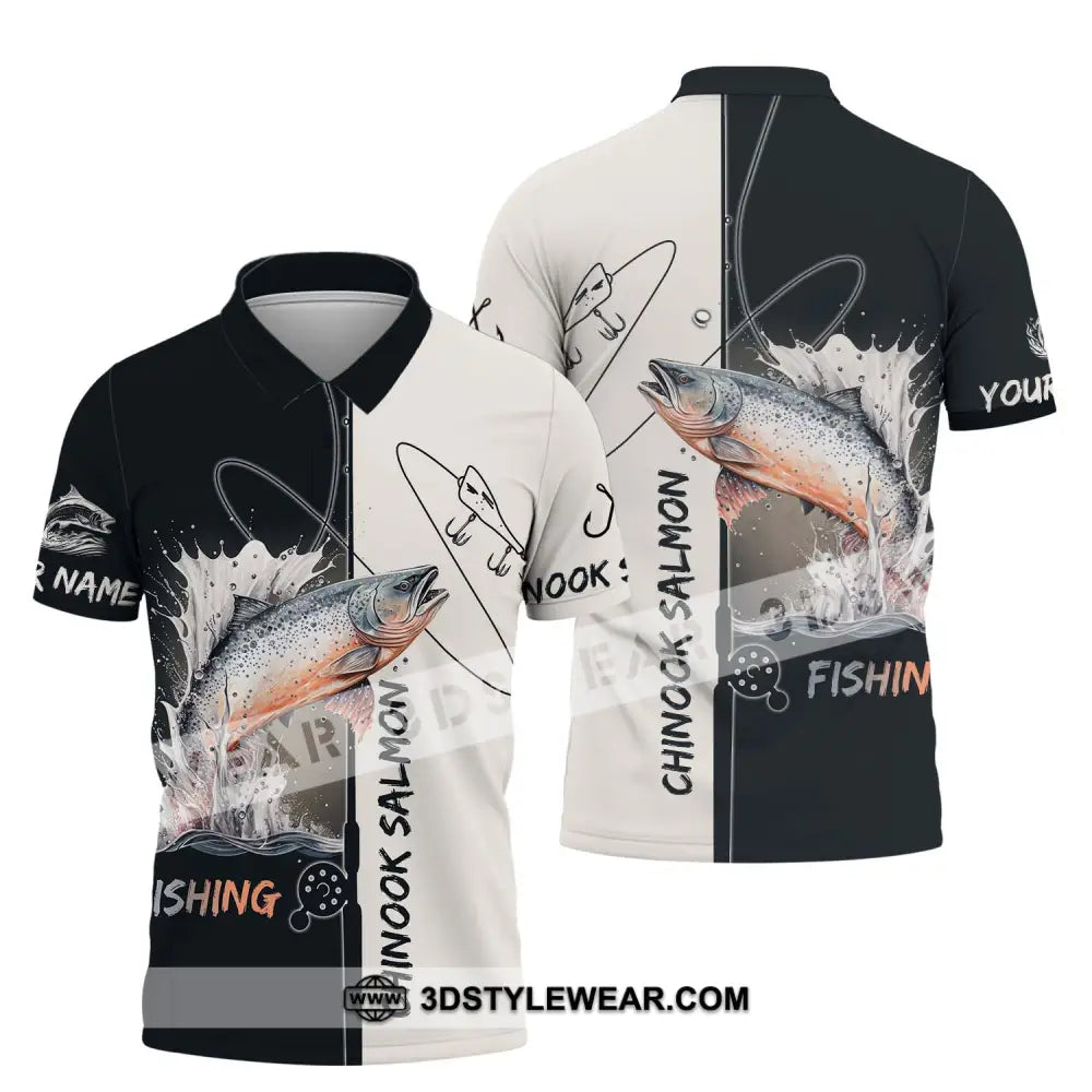 Unisex Shirt - Custom Name Fishing Lover Chinook Salmon Polo / S T-Shirt