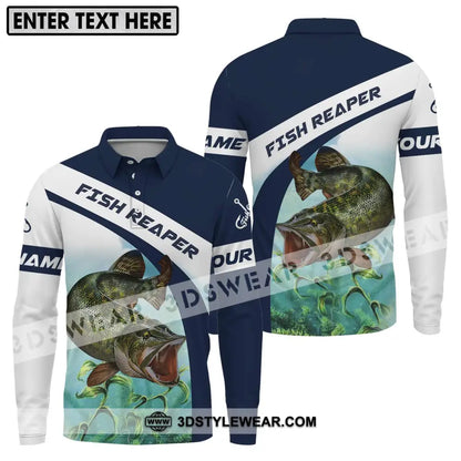 Unisex Shirt - Custom Name Fishing Lover Fish Reaper Long Sleeve Polo / S T-Shirt