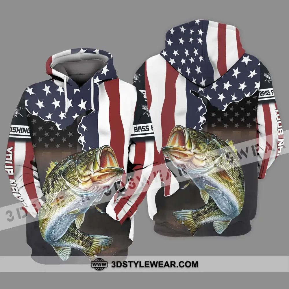 Unisex Shirt - Custom Name Fishing Lover Us Flag Hoodie / S T-Shirt