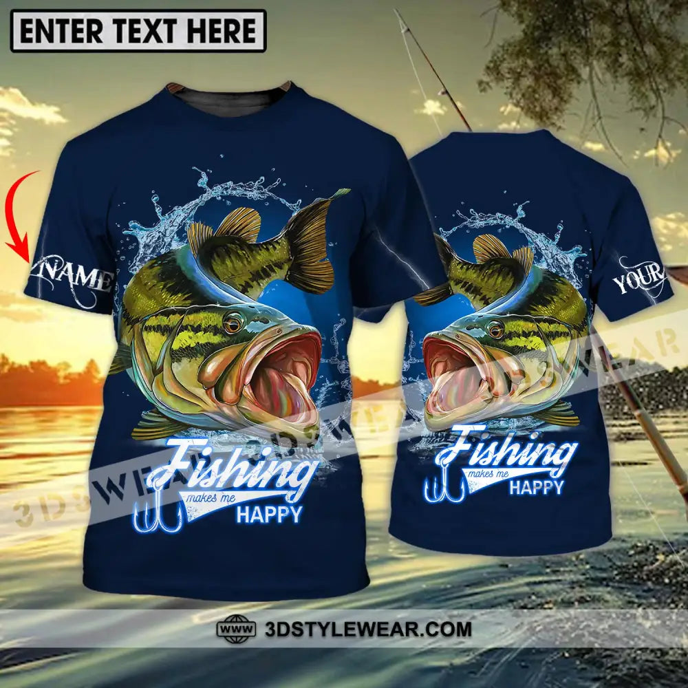 Unisex Shirt - Custom Name Fishing Make Me Happy T-Shirt