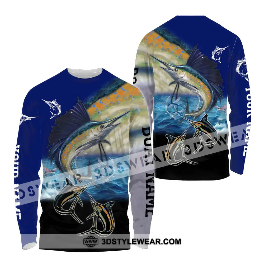 Unisex Shirt - Custom Name Fishing Swordfish Long Sleeve / S T-Shirt