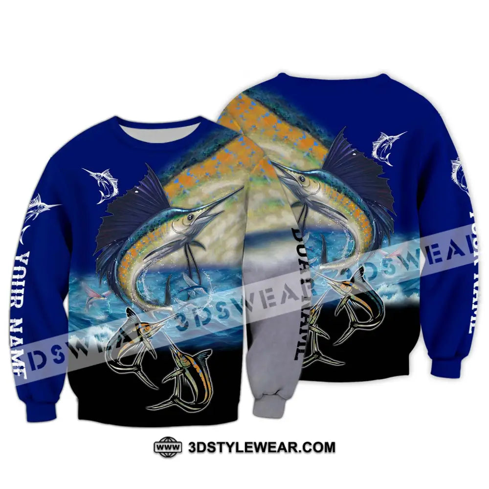 Unisex Shirt - Custom Name Fishing Swordfish Long Sleeve / S T-Shirt