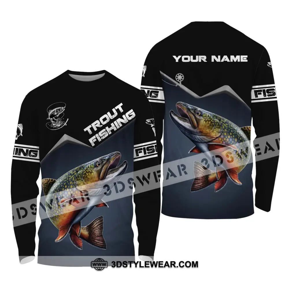 Unisex Shirt - Custom Name Fishing Trout Long Sleeve / S T-Shirt