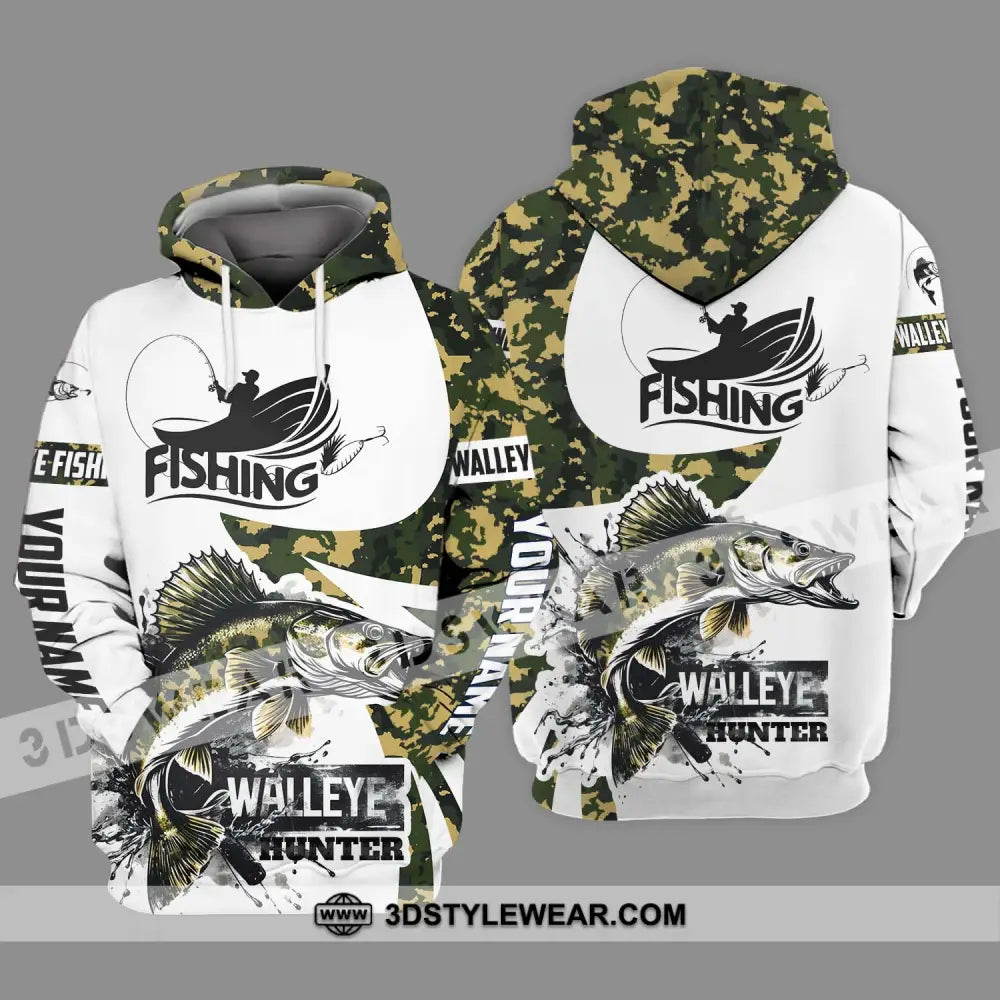 Unisex Shirt - Custom Name Fishing Walleye Fish Hunter Hoodie / S T-Shirt