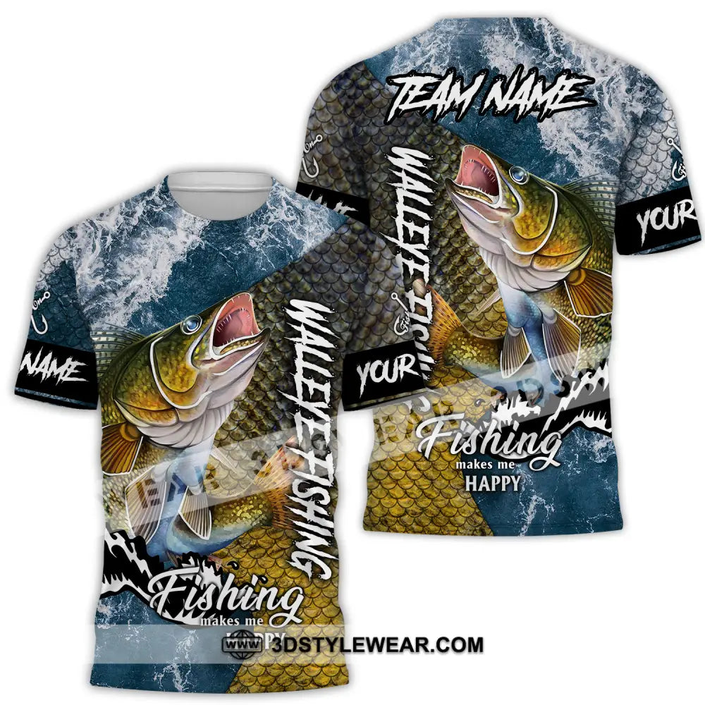 Unisex Shirt - Custom Name Fishing Walleye Fish T-Shirt / S T-Shirt