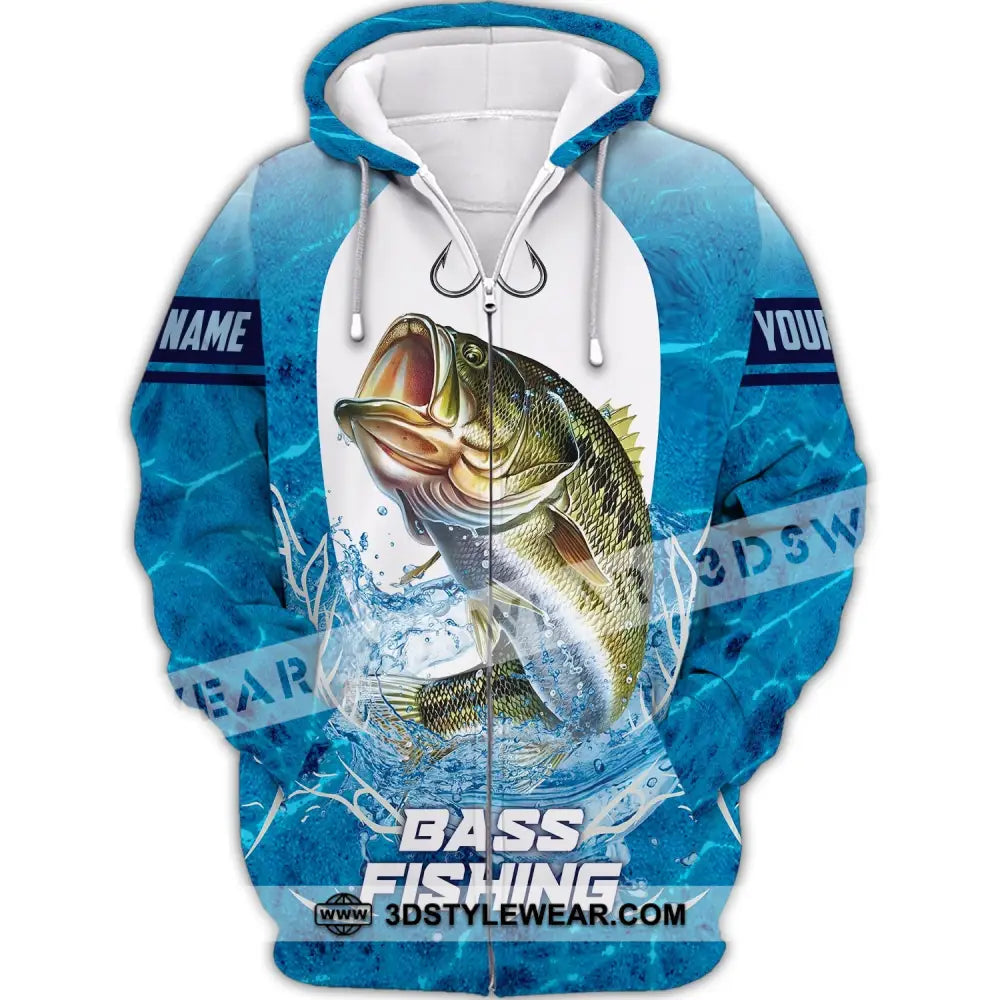 Unisex Shirt Custom Name For Bass Fishing Lover Hoodie Polo Long Sleeve Zipper / S T-Shirt