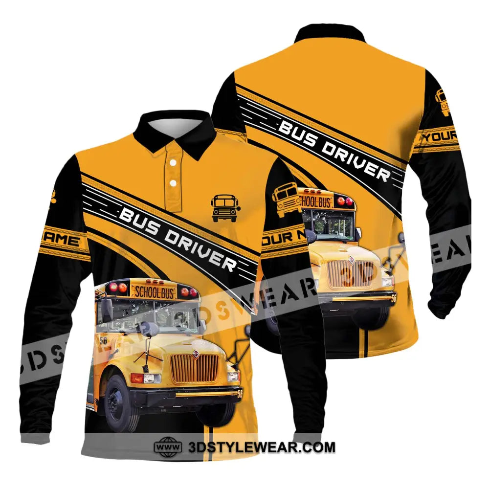 Unisex Shirt - Custom Name For Bus Driver Long Sleeve Polo / S T-Shirt