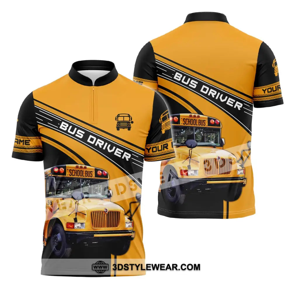 Unisex Shirt - Custom Name For Bus Driver Zipper Polo / S T-Shirt