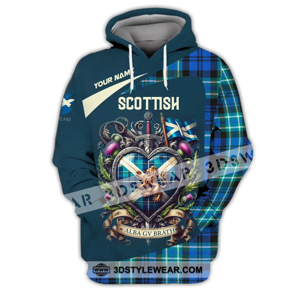 Unisex Shirt Custom Name For Scottish Scotland Hoodie Polo Long Sleeve / S T-Shirt