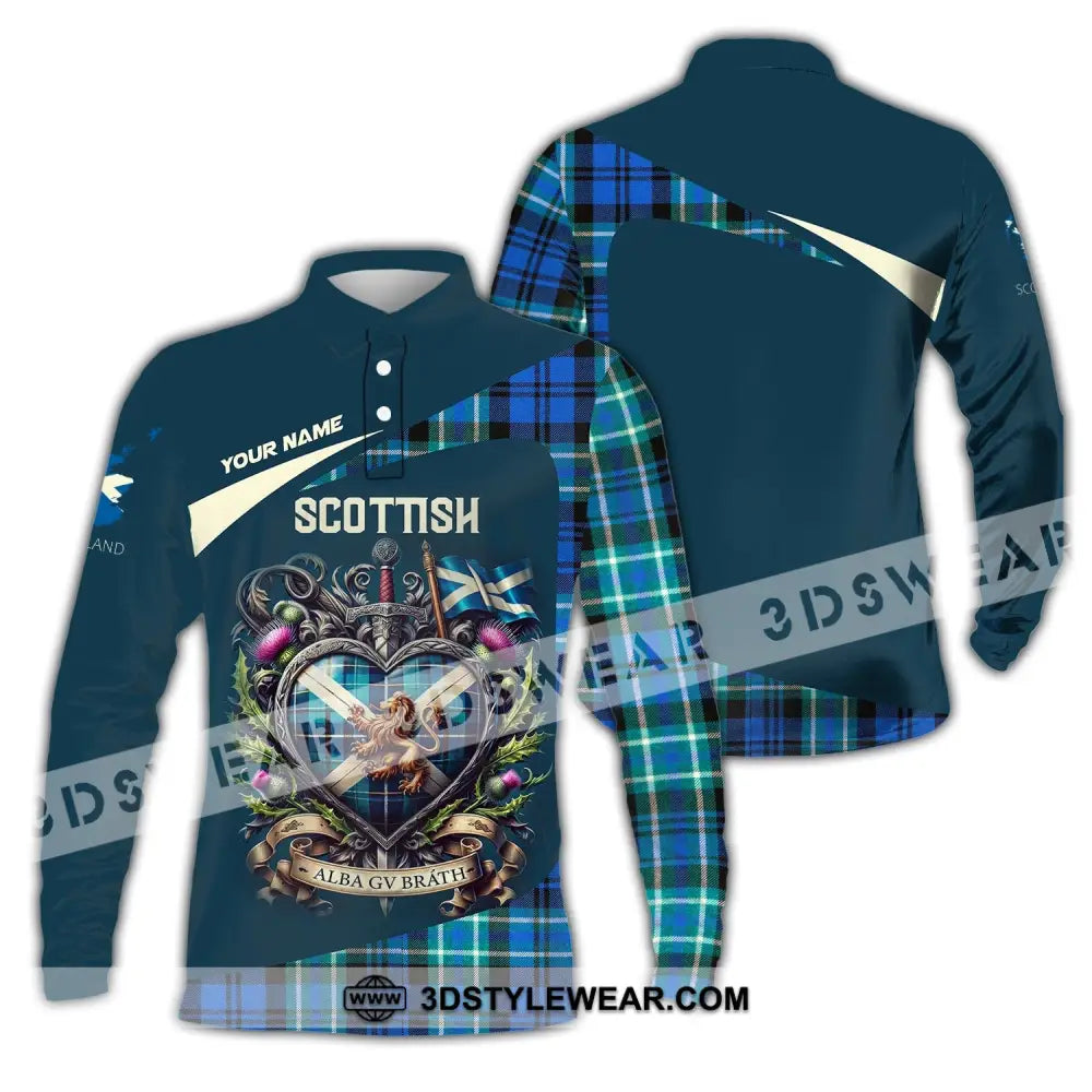 Unisex Shirt Custom Name For Scottish Scotland Hoodie Polo Long Sleeve / S T-Shirt