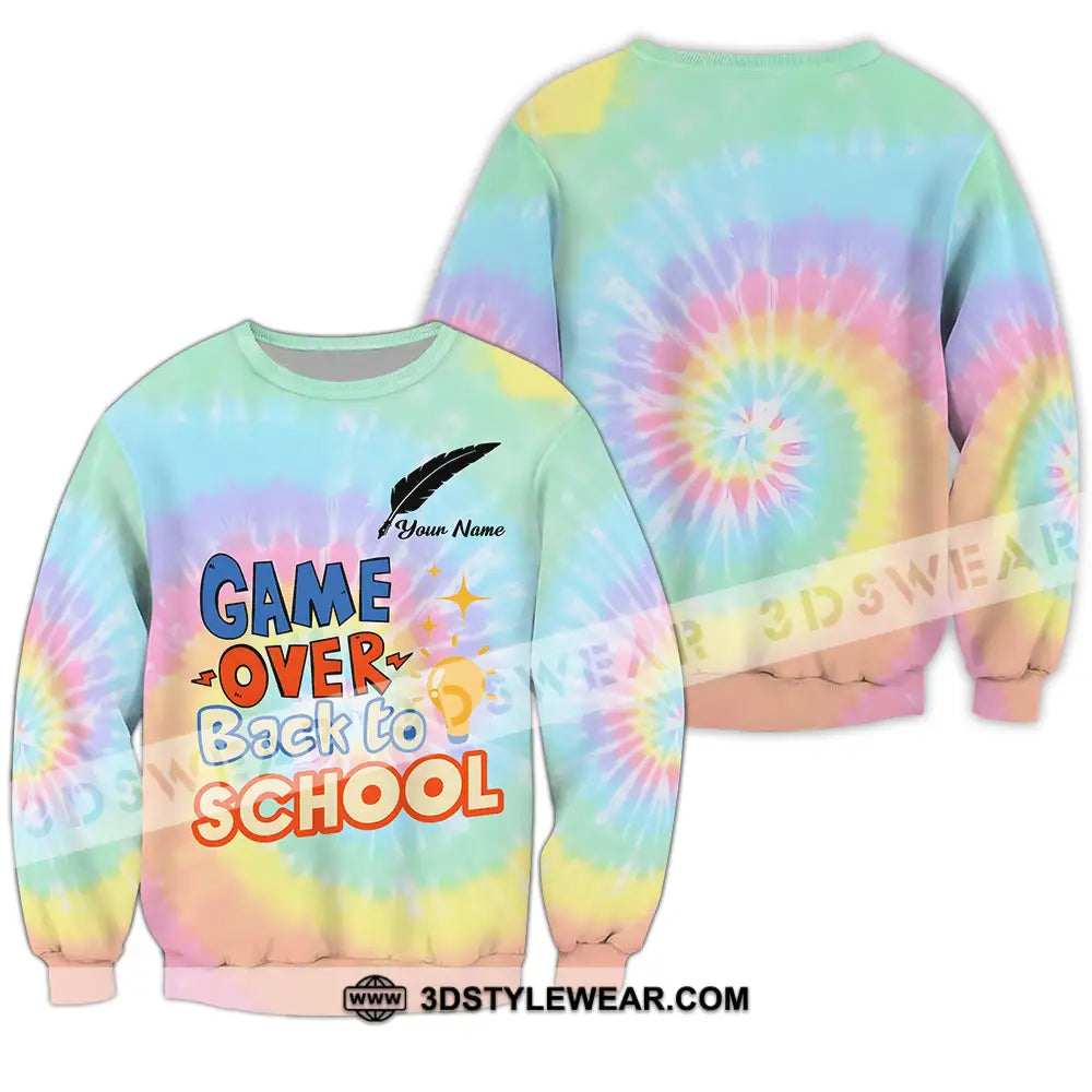 Unisex Shirt - Custom Name Game Over Back To School Long Sleeve / S T-Shirt